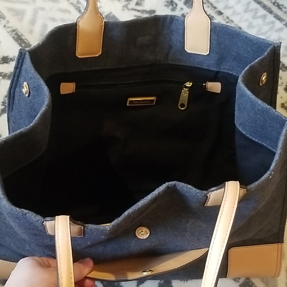 Euc Tory Burch ella tote bag leather and wool - Picture 5 of 7